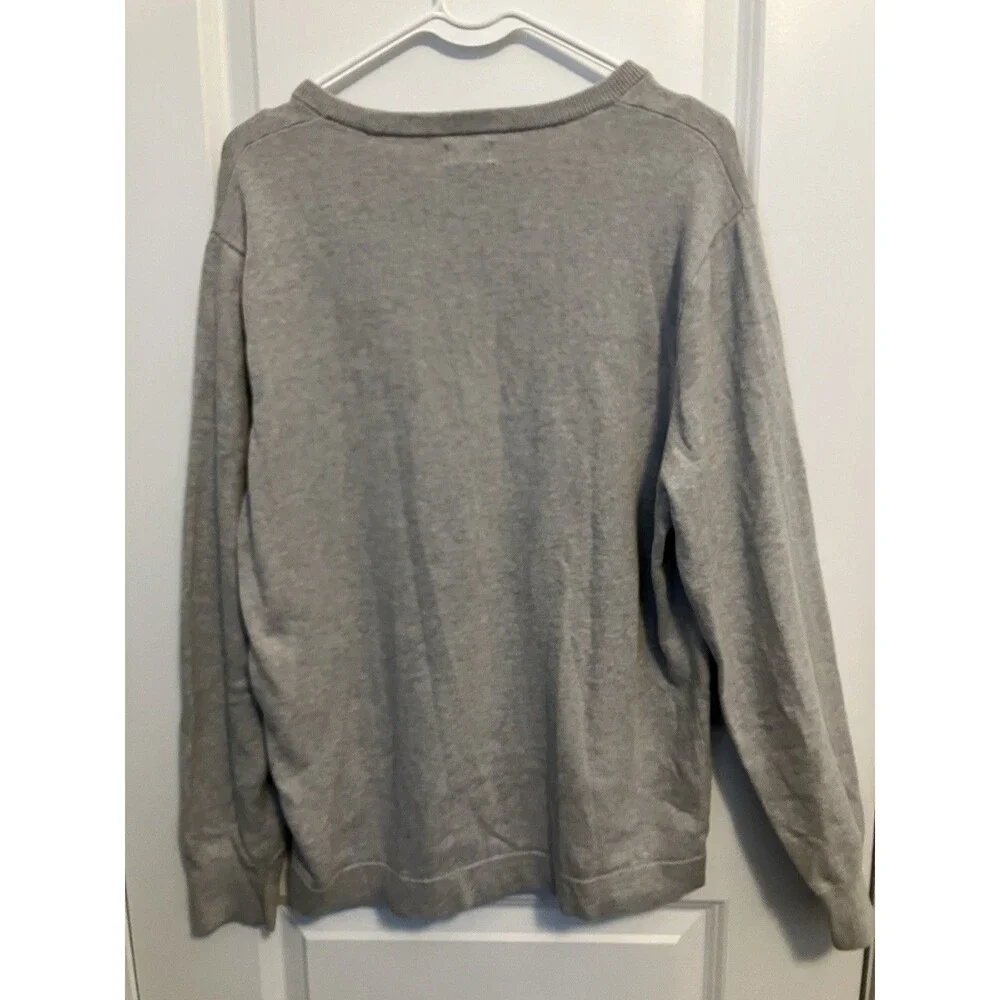J. Crew Men's Cotton Crewneck Sweater-Tee Large Gray Textured Luxe Minimalist